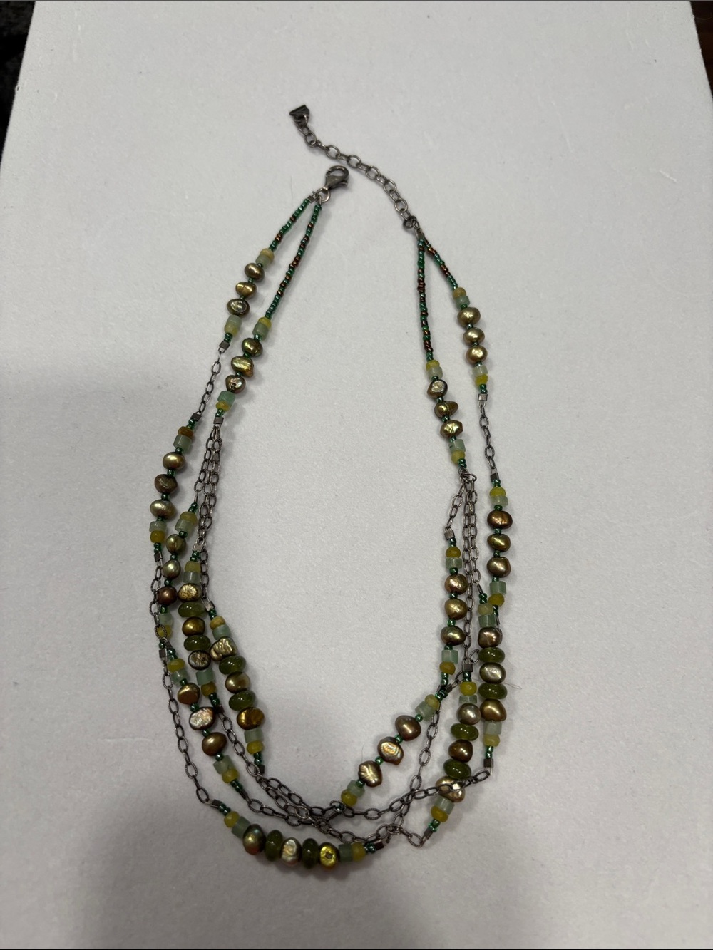 Silpada Green Multi-Strand Pearl and Bead Necklace